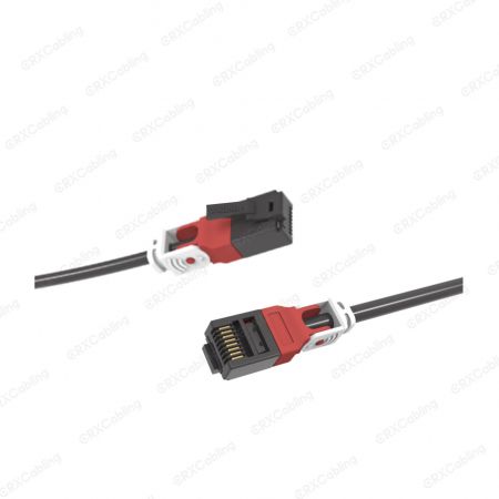 کابل پچ RJ45 چرخشی 180° بالا-پایین Cat6 باریک 28AWG برای کابل‌کشی شبکه 4PPoE